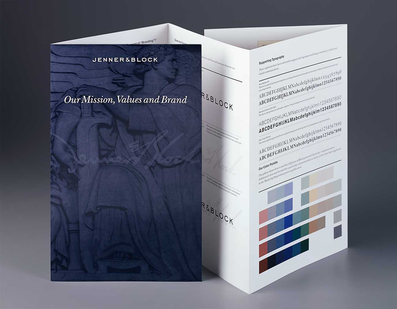 jenner-and-block_branding-manual.jpg Art Direction by: Bart Crosby, Crosby Associates